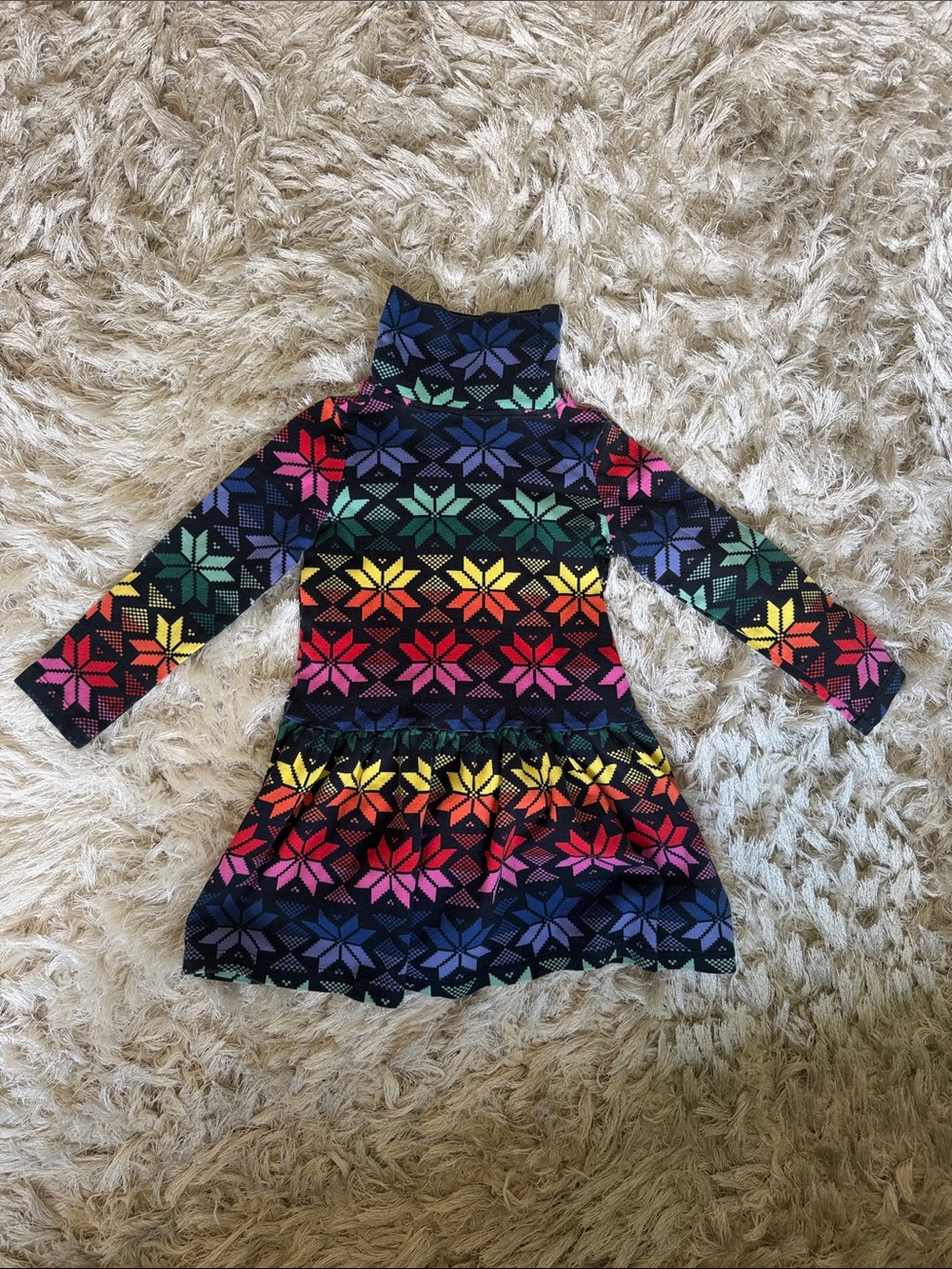Hanna Andersson Multicolor Star Pattern Turtleneck Dress